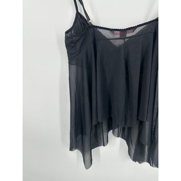 VTG Victoria's Secret Asymmetrical Medium Black Babydoll Lace Cami Coquette Y2K - Picture 4 of 6